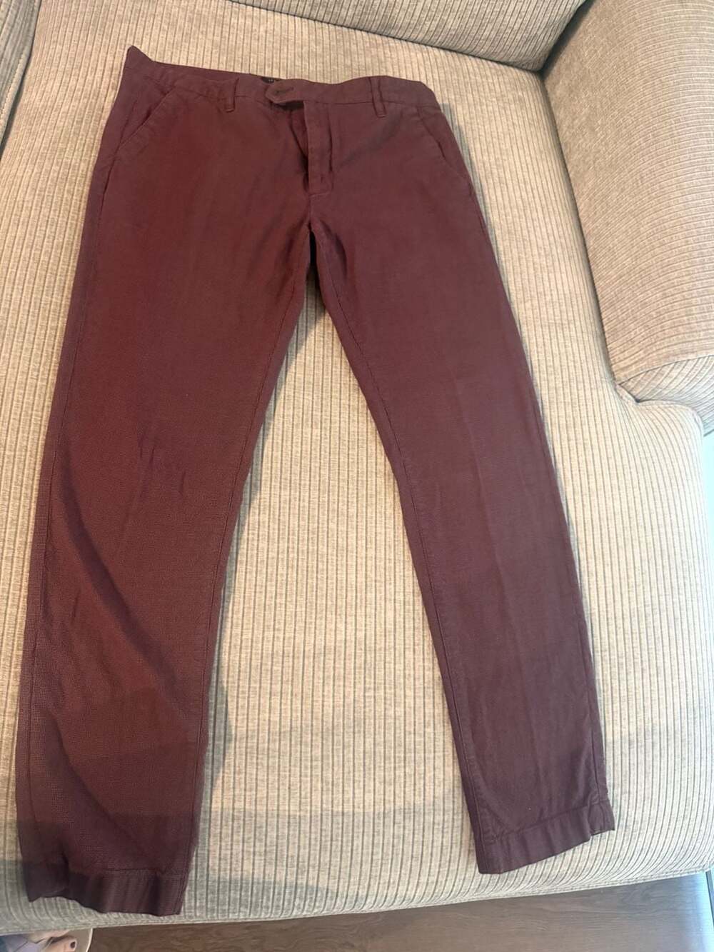Ted Baker London Men's Burgundy Micro-Textured Chino Trousers